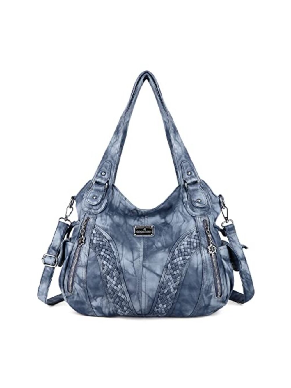 Washed PU Leather Satchel Shoulder Bag Top-Handle Waterproof Purse